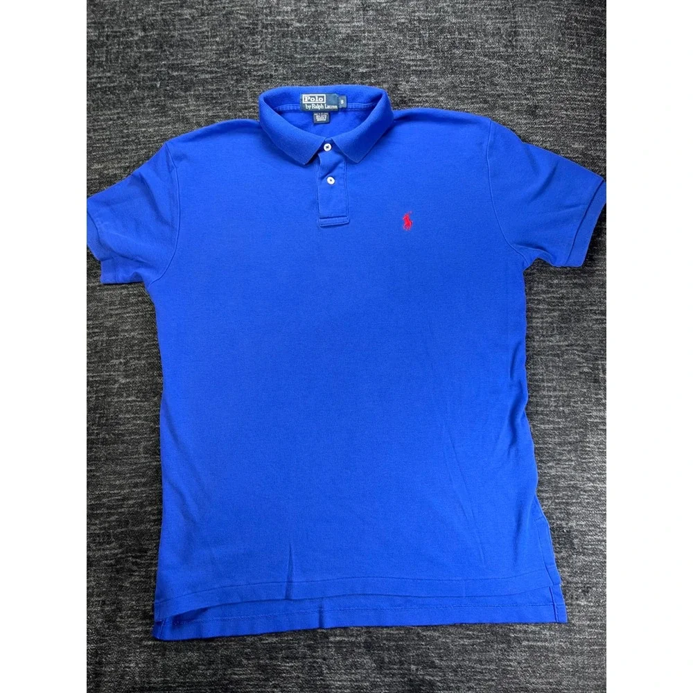 Polo Ralph Lauren Polo Shirt Mens Small Blue Red Pony Logo Short Sleeve Cotton